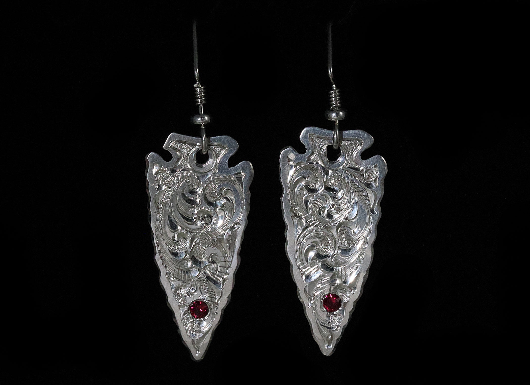 Arrowhead Earrings w/ Garnets