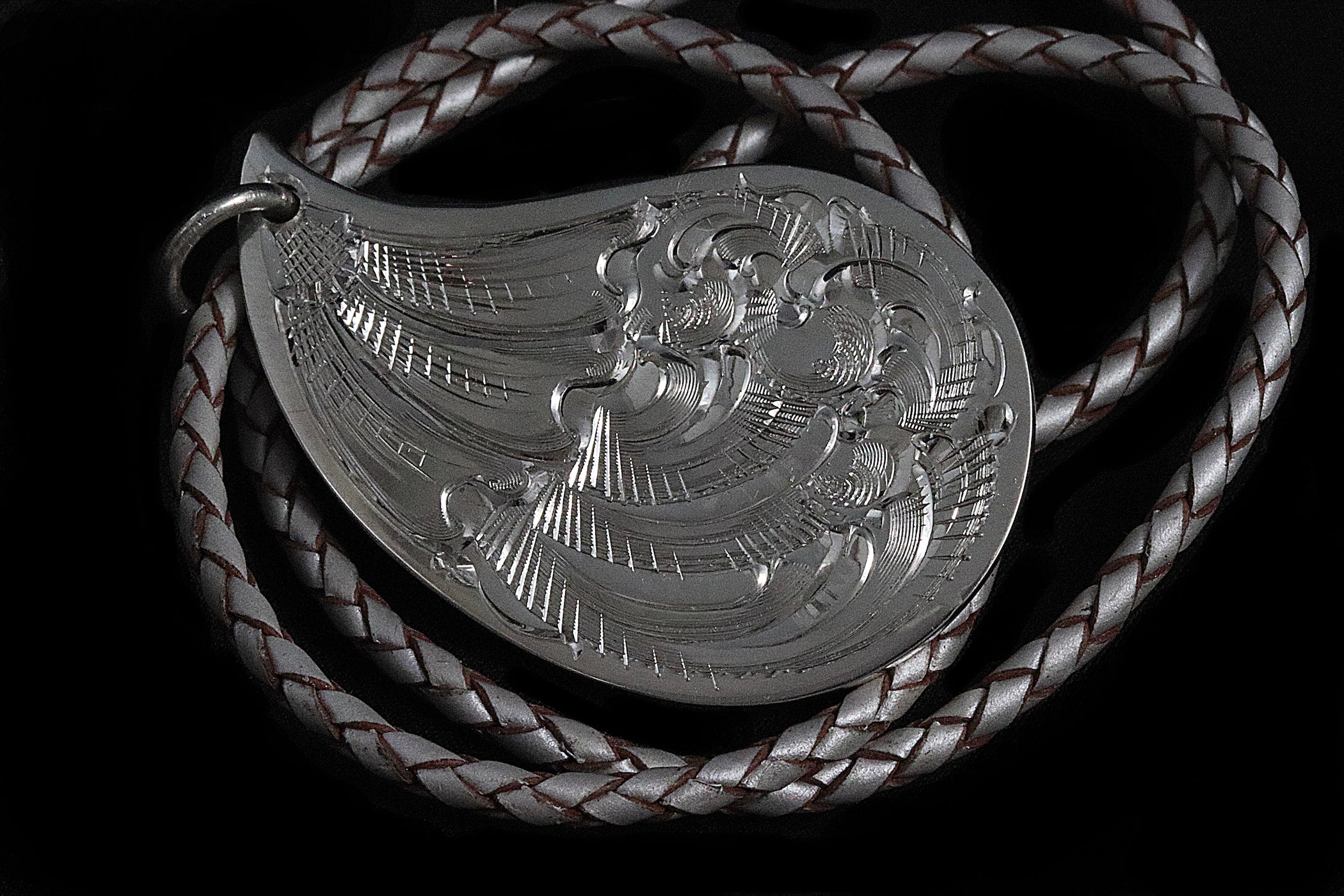 Large Teardrop Pendant w/ Braided Leather Neckpiece
