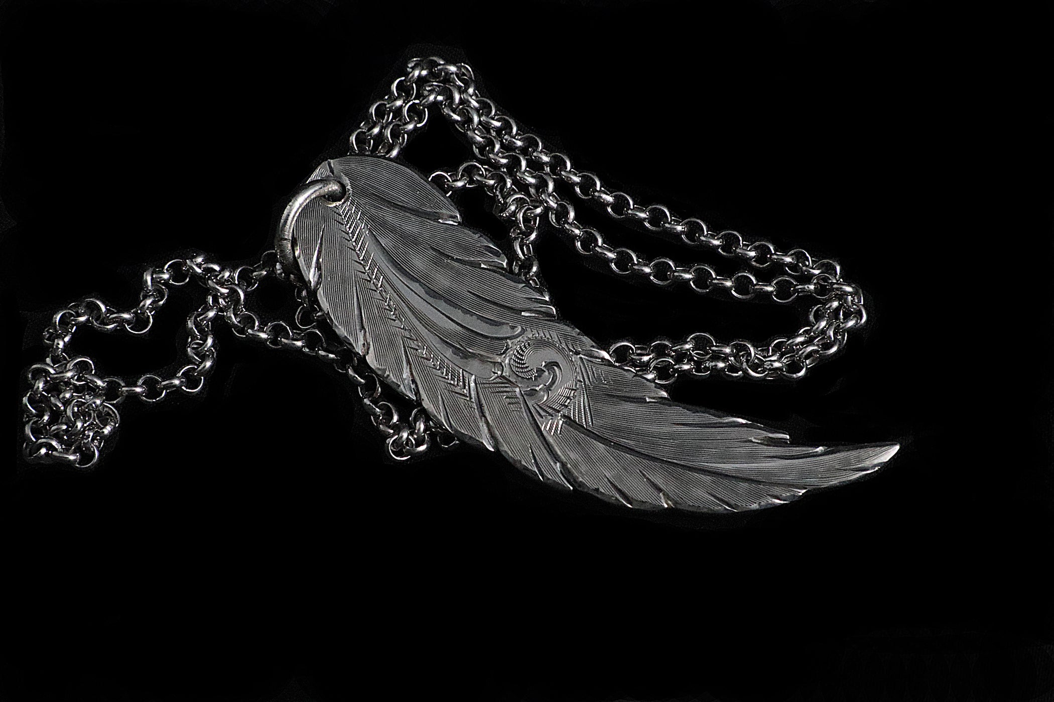 Feather Pendant on Rollo Chain